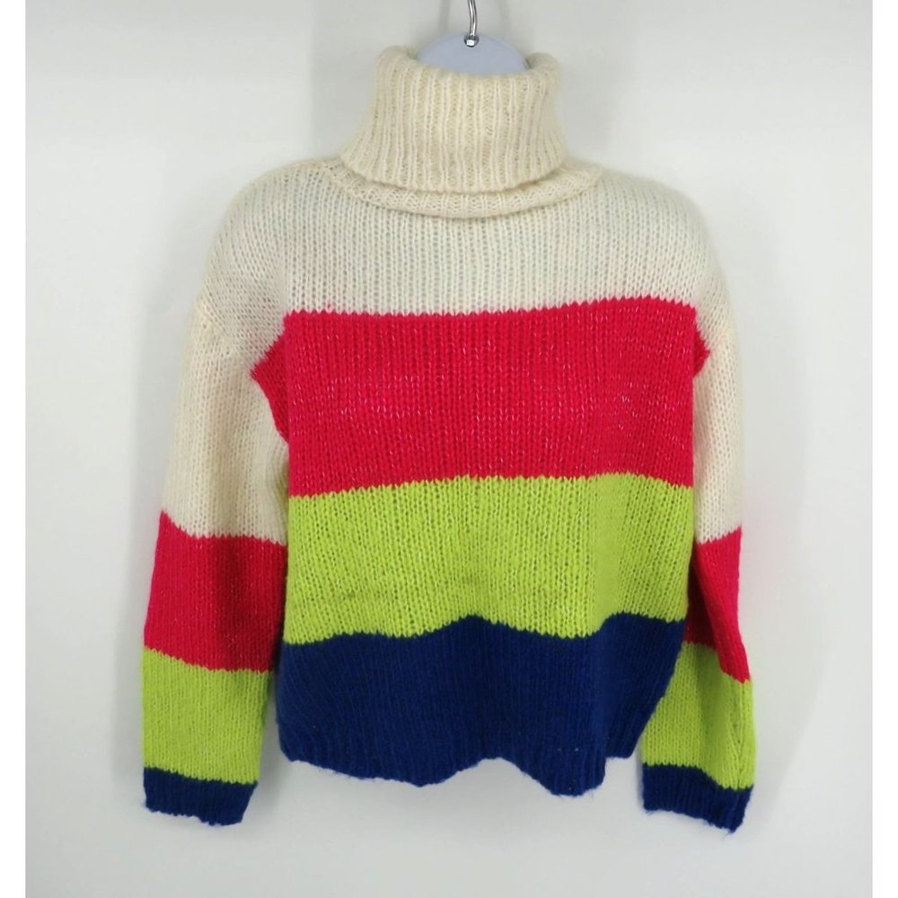 Polly & Esther Womens Turtleneck Color Block Sweater Small NWT $44